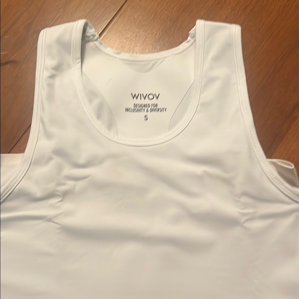 Fitted White Sleeveless  Binder Tank Top